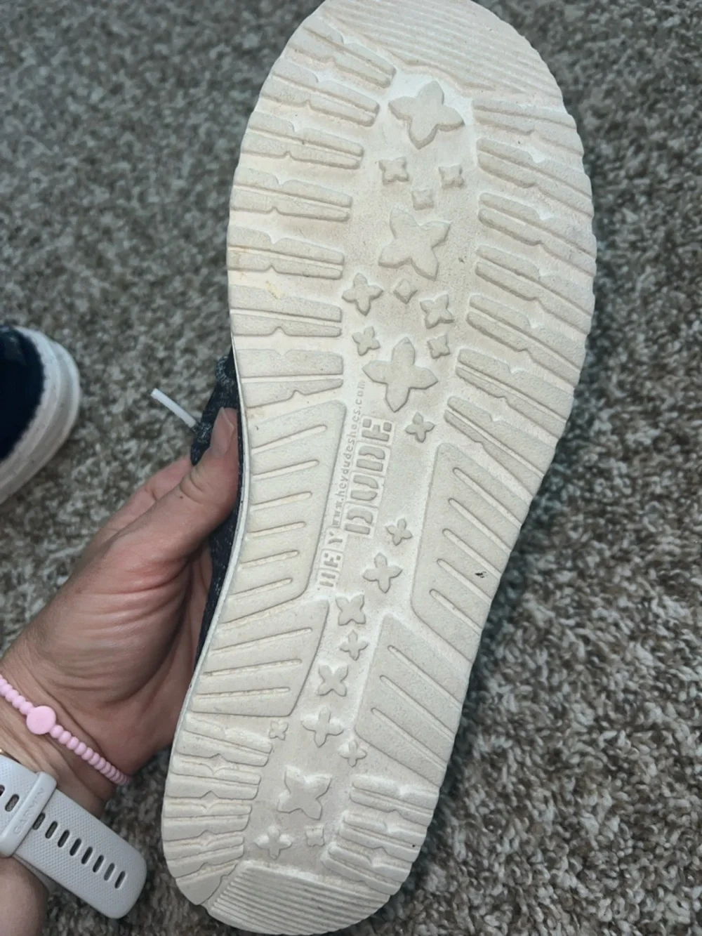 Hey Dude Wendy Sox Slip-Ons — Navy Knit with Speckled White Sole - Women’s 10 - Picture 7 of 14